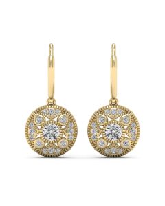0.50 DEW White Moissanite Earring in 14K Yellow Gold