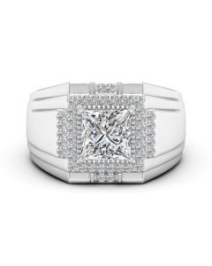 1.70 DEW Princess Cut White Moissanite Ring in 14K White Gold