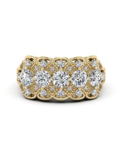 1.50 DEW Round White Moissanite Ring in 14K Yellow Gold