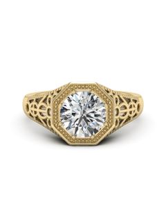 2.00 DEW Round White Moissanite Ring in 14K Gold