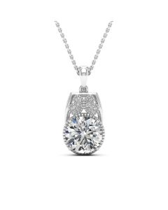 2.75 DEW Round White Moissanite Pendant in 14K White Gold