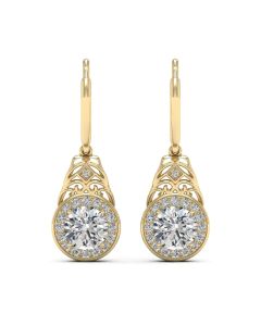 1.68 DEW White Moissanite Earring in 14K Yellow Gold