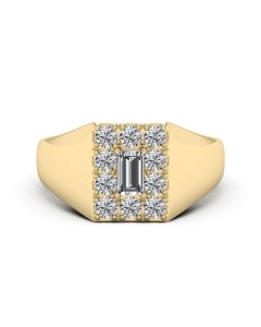 0.50 DEW Baguette White Moissanite Ring in 14K Yellow Gold