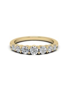 0.93 DEW Round White Moissanite Ring in 14K Yellow Gold