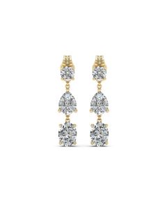 0.72 DEW White Moissanite Earring in 14K Yellow Gold