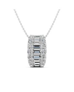 1.48 DEW Baguette White Moissanite Pendant in 14K White Gold