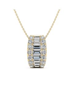1.48 DEW Baguette White Moissanite Pendant in 14K Yellow Gold