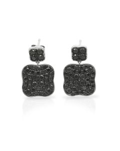 4.10 Cts Black Diamond Earring in 925 Two Tone