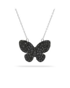 2.92 Cts Black Diamond Necklace in 925 Two Tone