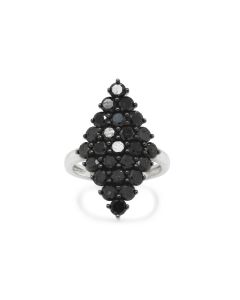 3.97 Cts Black Diamond Ring in 925 Two Tone