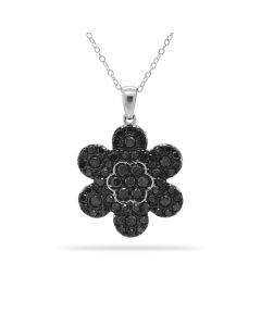 2.35 Cts Black Diamond Pendant in 925 Two Tone
