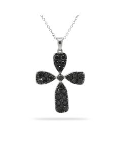 2.12 Cts Black Diamond Pendant in 925 Two Tone