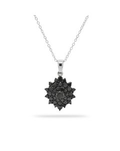 1.89 Cts Black Diamond Pendant in 925 Two Tone