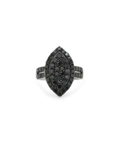 2.06 Cts Black Diamond Ring in 925 Two Tone