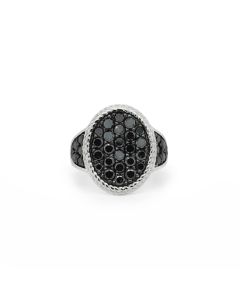 2.24 Cts Black Diamond Ring in 925 Two Tone