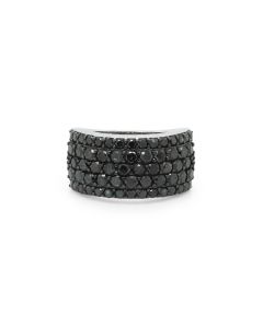2.80 Cts Black Diamond Ring in 925 Two Tone