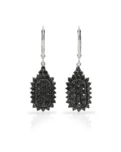 2.53 Cts Black Diamond Earring in 925 Two Tone