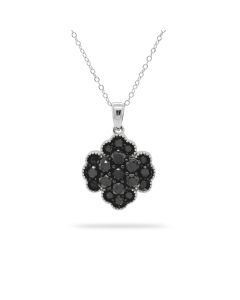 2.56 Cts Black Diamond Pendant in 925 Two Tone