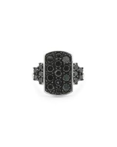 2.78 Cts Black Diamond Ring in 925 Two Tone