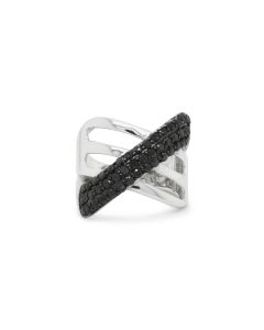 2.67 Cts Black Diamond Ring in 925 Two Tone