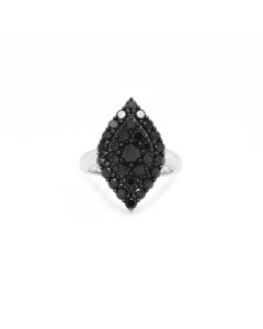 2.42 Cts Black Diamond Ring in 925 Two Tone