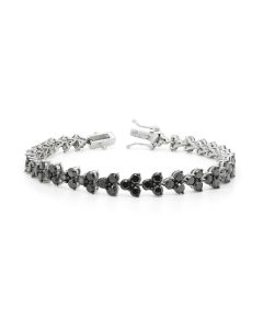 5.92 Cts Black Diamond Bracelet in 925 Two Tone
