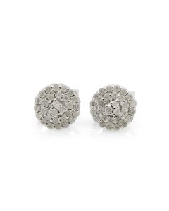 0.67 Cts White Diamond Stud Earring in White Rhodium Plated 925 Sterling Silver