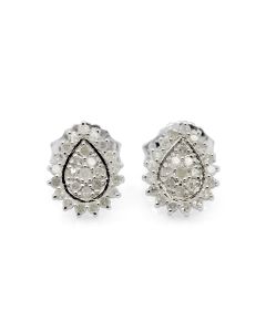 0.63 Cts White Diamond Stud Earring in White Rhodium Plated 925 Sterling Silver