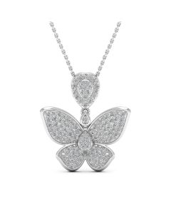 1.40 DEW Round White Moissanite Pendant in 14K White Gold