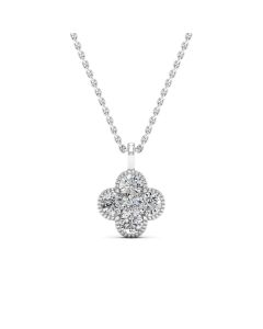 0.85 DEW Round White Moissanite Pendant in 14K White Gold