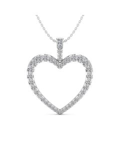 2.68 DEW Round White Moissanite Pendant in 14K White Gold