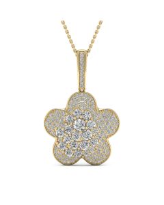 2.15 DEW Round White Moissanite Pendant in 14K Yellow Gold
