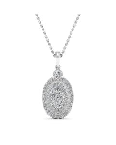 0.81 DEW Round White Moissanite Pendant in 14K White Gold