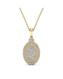 0.81 DEW Round White Moissanite Pendant in 14K Yellow Gold