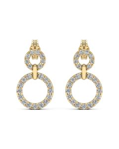 4.38 DEW White Moissanite Earring in 14K Yellow Gold