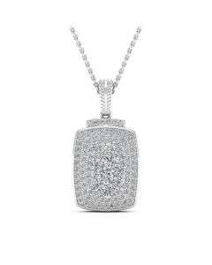 1.15 DEW Round White Moissanite Pendant in 14K White Gold