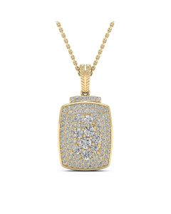 1.15 DEW Round White Moissanite Pendant in 14K Yellow Gold