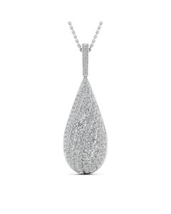 1.70 DEW Round White Moissanite Pendant in 14K White Gold