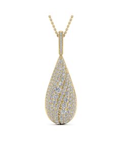 1.70 DEW Round White Moissanite Pendant in 14K Yellow Gold
