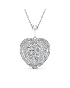 1.73 DEW Round White Moissanite Pendant in 14K White Gold