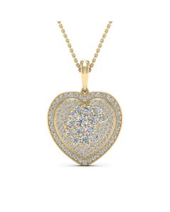 1.73 DEW Round White Moissanite Pendant in 14K Yellow Gold