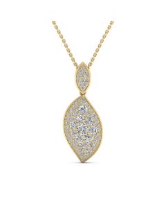 1.03 DEW Round White Moissanite Pendant in 14K Yellow Gold