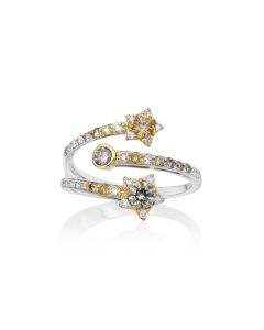 0.56 Cts Multi Color Diamond and White Diamond Ring in 14K Two Tone