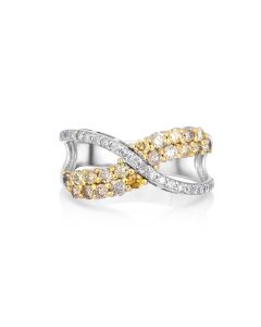 0.75 Cts Multi-Color Diamond and White Diamond Ring in 14K Two Tone