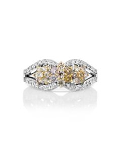 0.43 Cts Multi Color Diamond and White Diamond Ring in 14K Two Tone