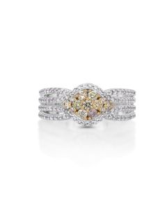 0.29 Cts Multi Color Diamond and White Diamond Ring in 14K Two Tone