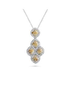 0.49 Cts Multi Color Diamond and White Diamond Pendant in 14K Two Tone