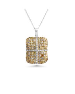 2.9 Cts Multi Color Diamond and White Diamond Pendant in 14K Two Tone