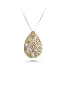 0.94 Cts Multi Color Diamond and White Diamond Pendant in 14K Two Tone