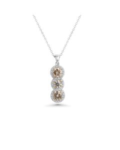 1.37 Cts Brown Diamond and White Diamond Pendant in 14K Two Tone
